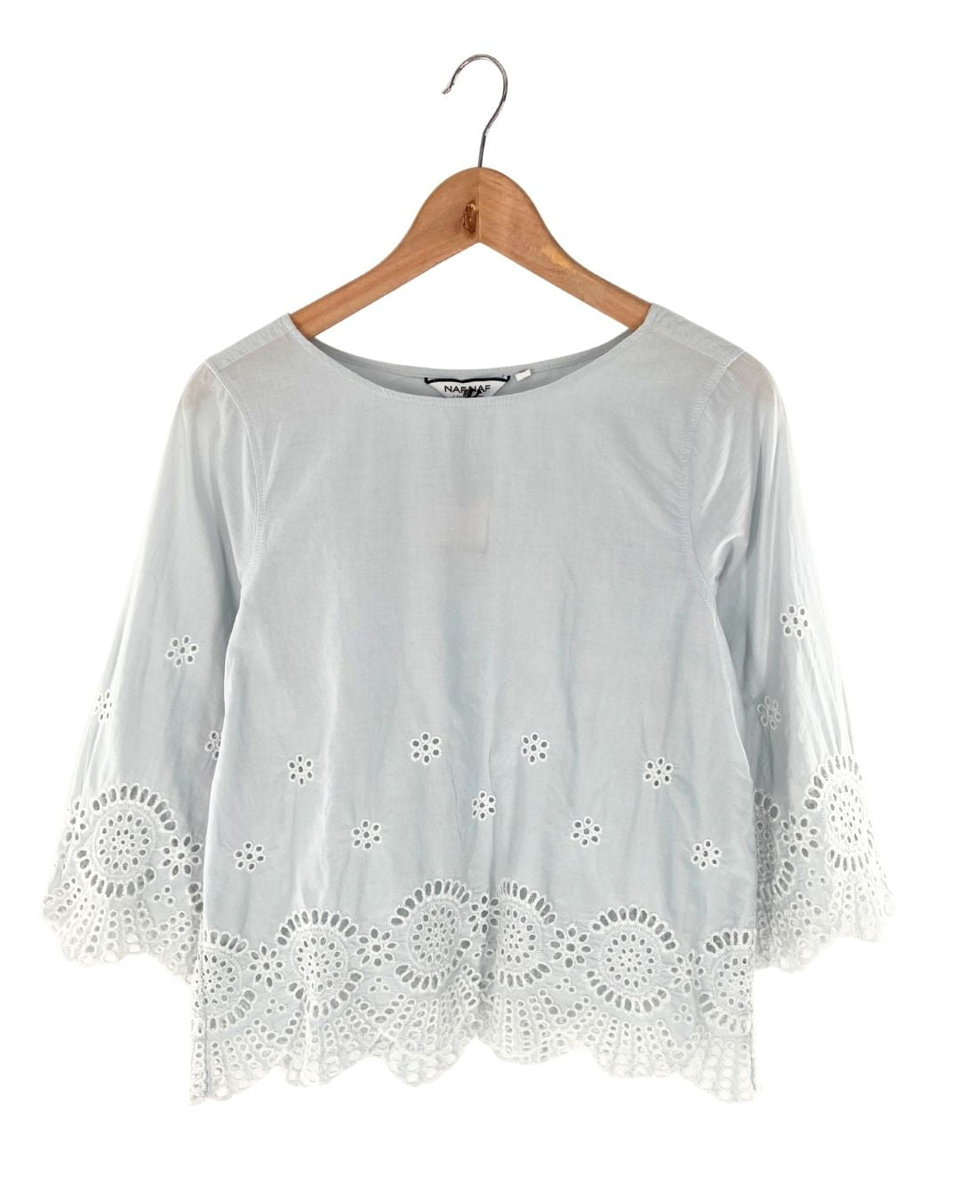 Blusa mangas 3/4 en ojalillo