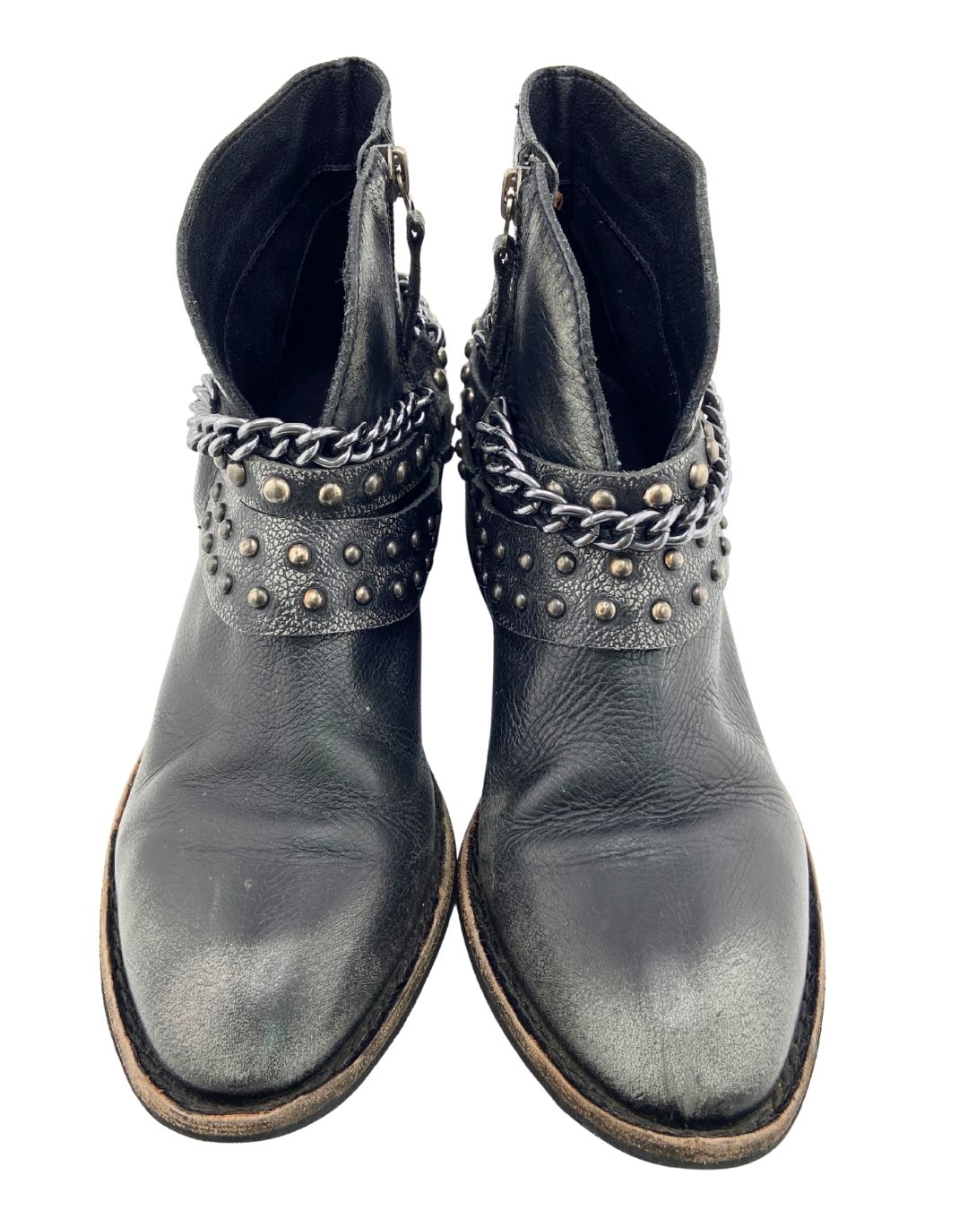 Botines en cuero con taches