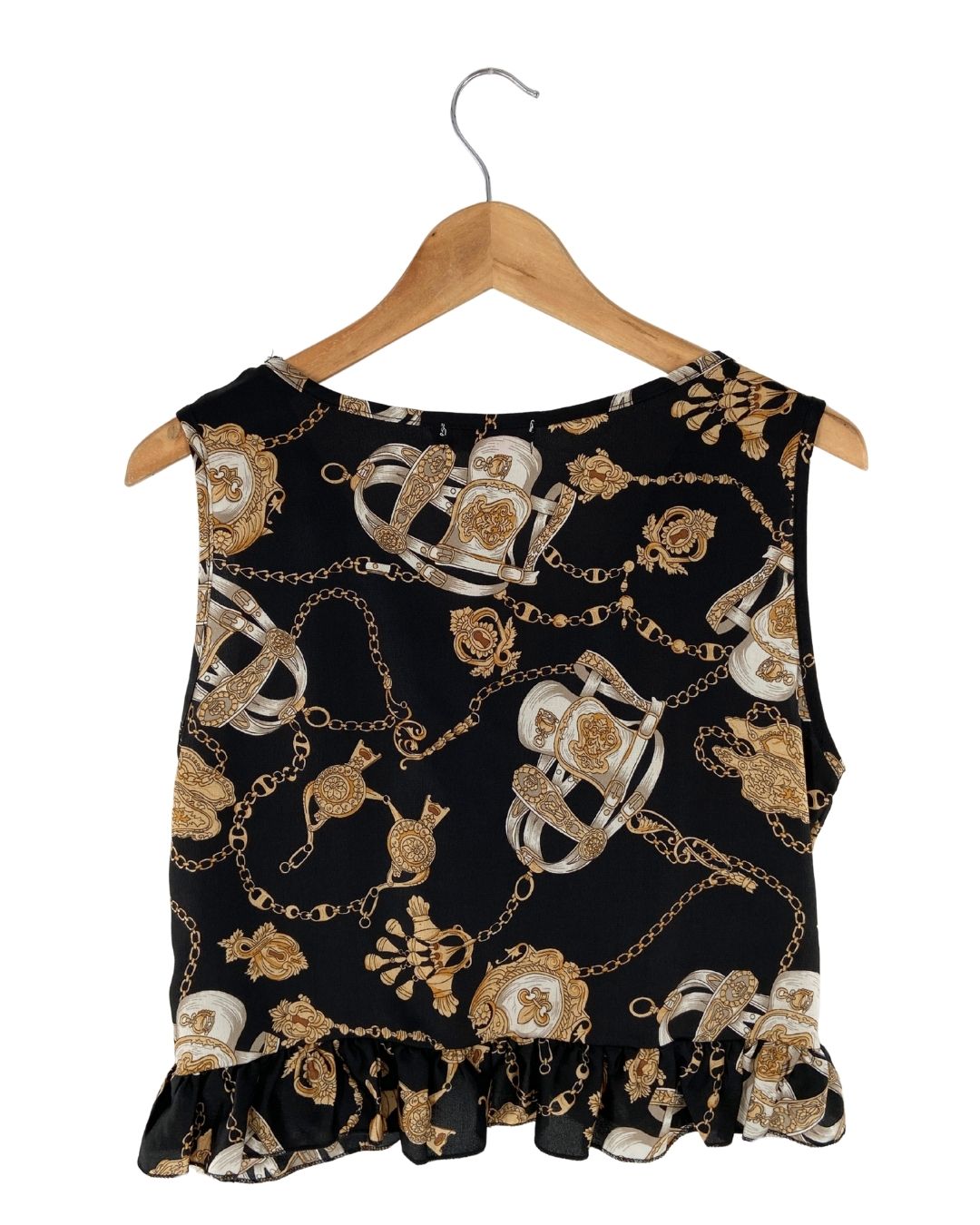 Blusa crop print cadenas