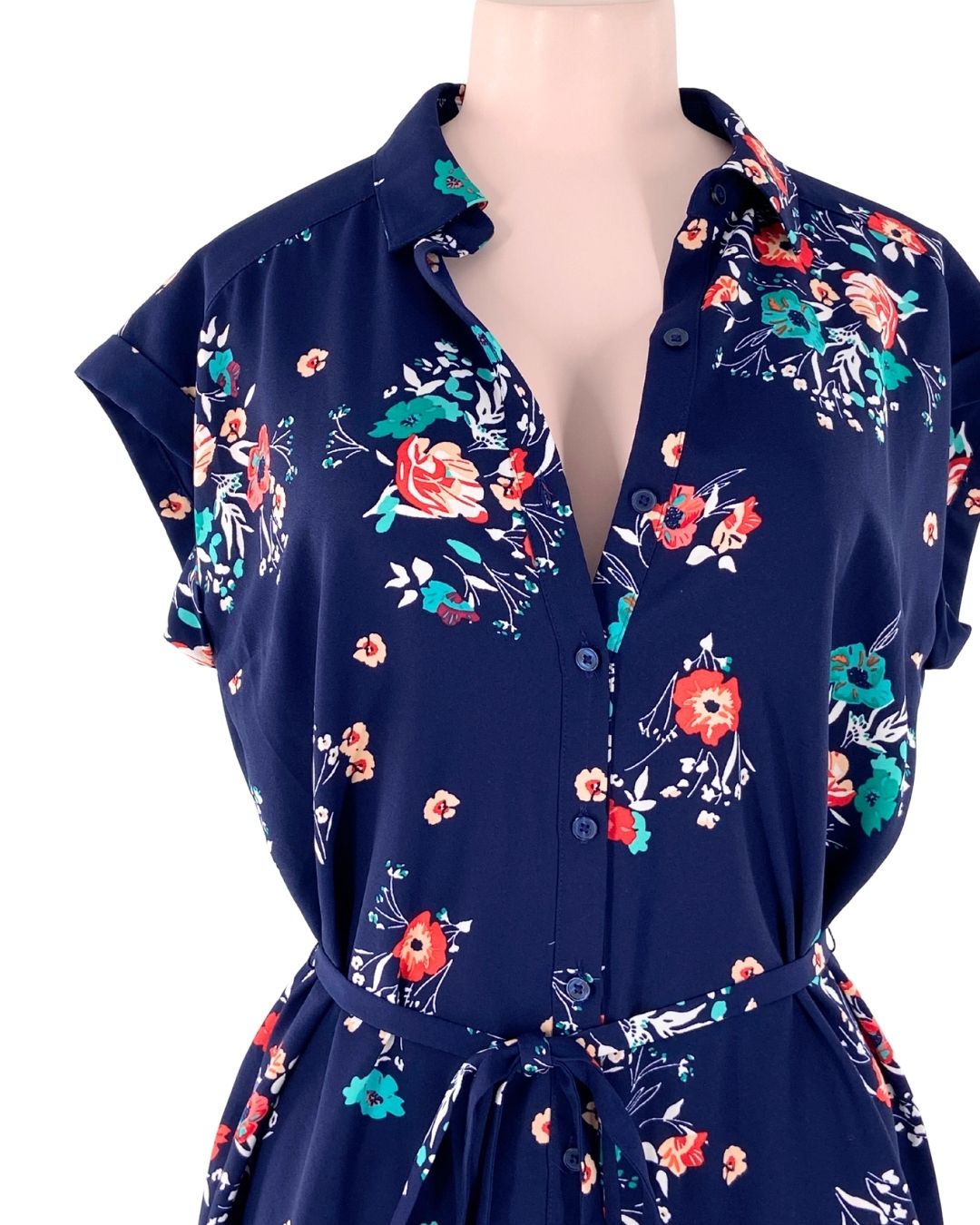 Vestido abotonado print flores