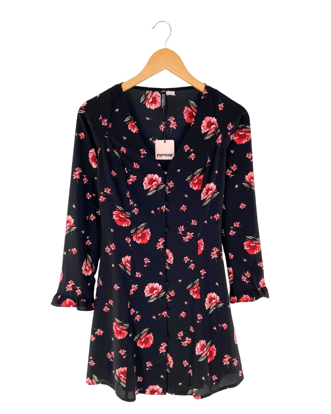 Vestido midi manga larga print