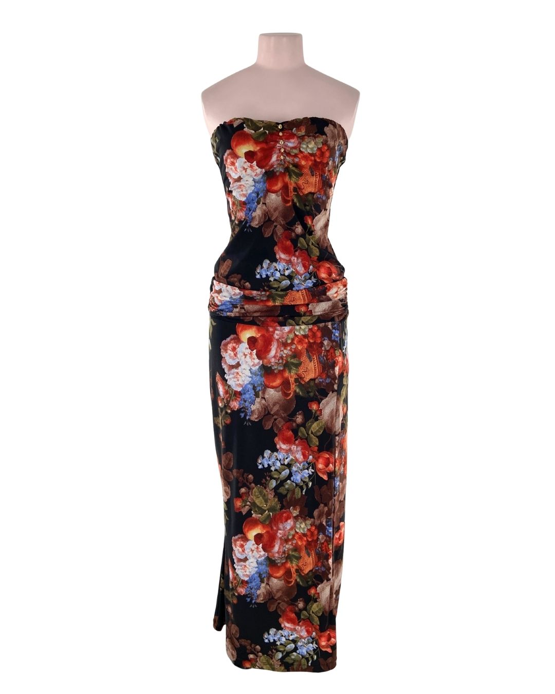 Maxi vestido strapless print
