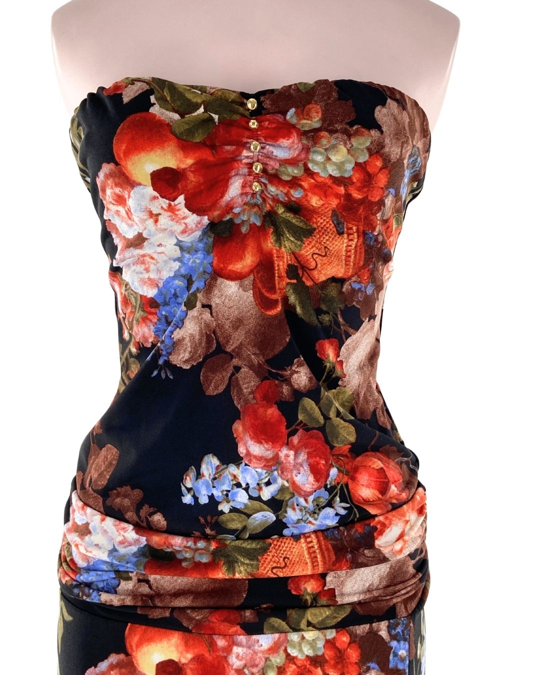 Maxi vestido strapless print