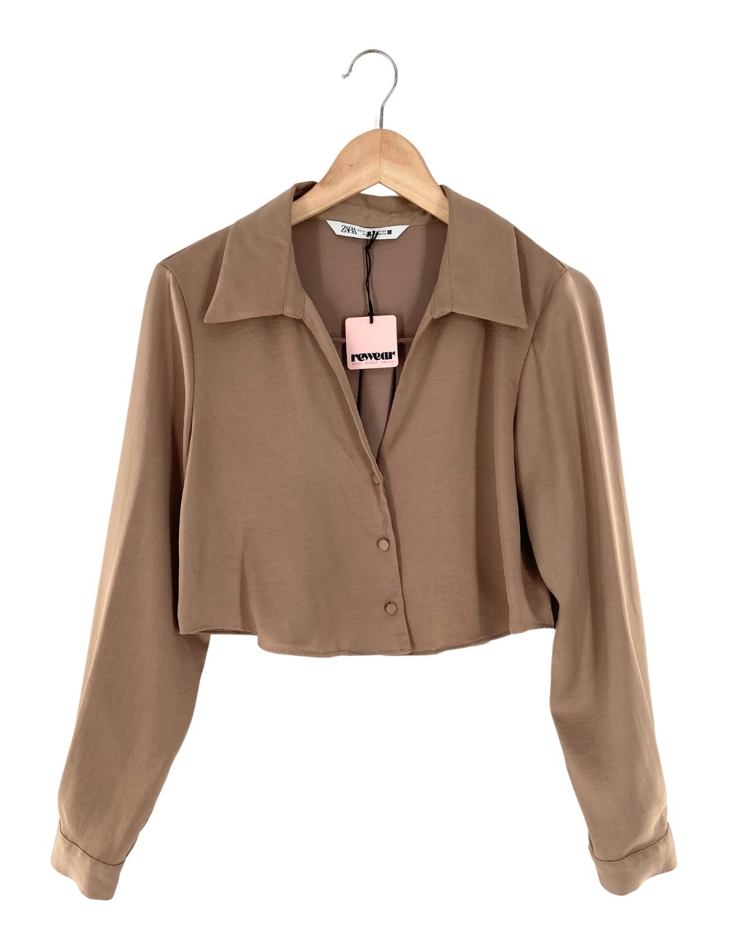 Camisa crop satinada