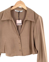 Camisa crop satinada