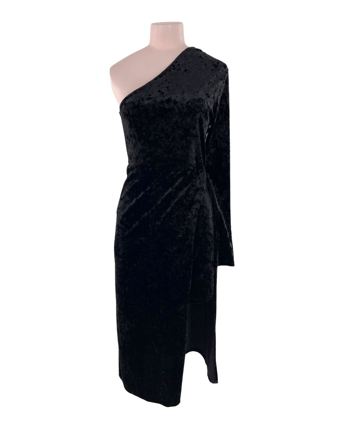 Vestido en velvet one shoulder