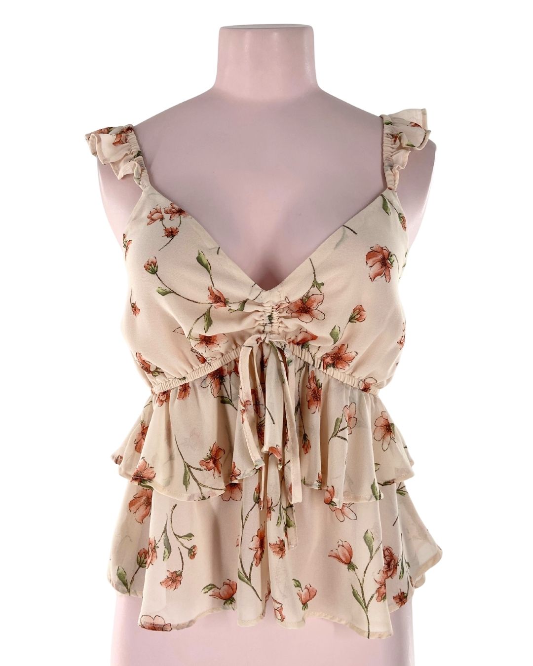 Blusa crop de tiras con vuelos
