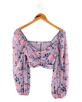 Crop top manga larga print