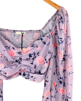 Crop top manga larga print