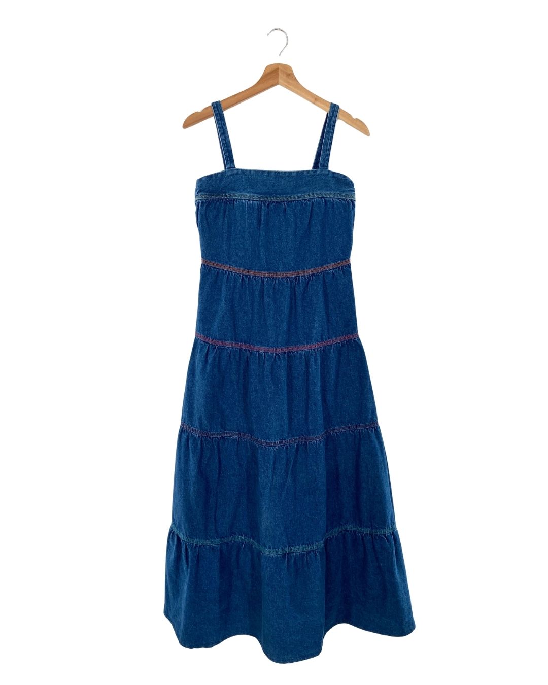 Maxi vestido de tiras en denim