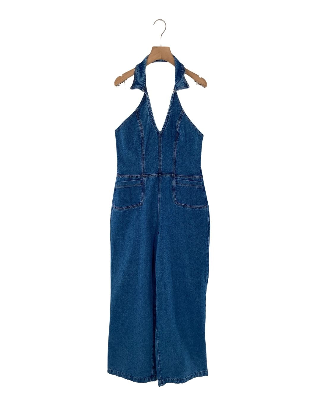 Enterizo en denim wideleg