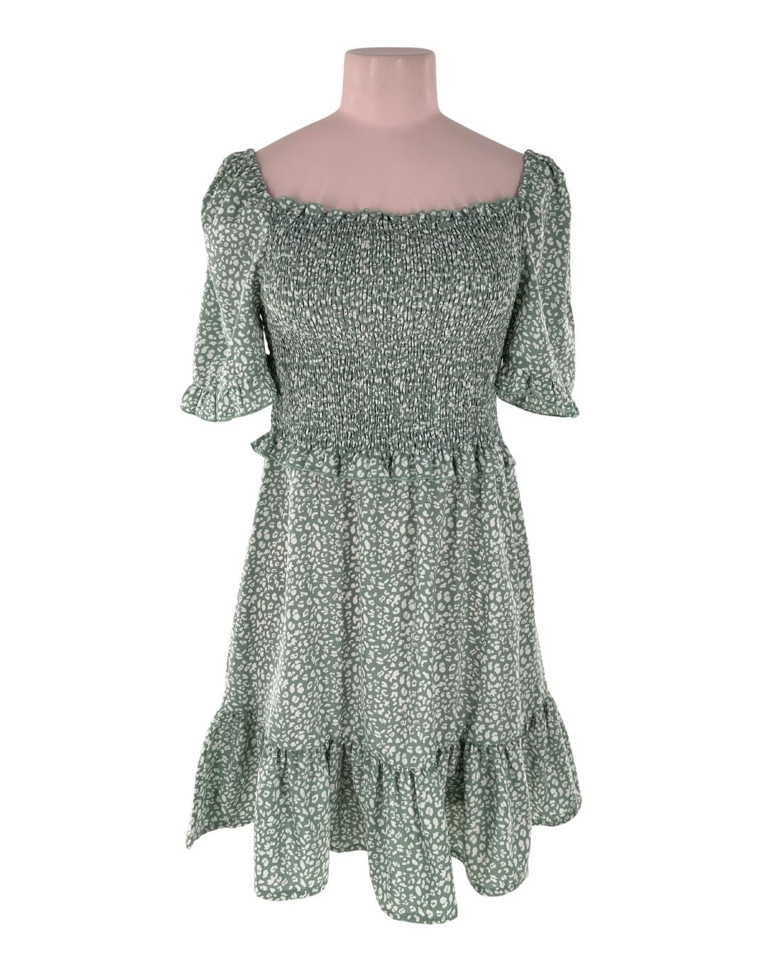 Vestido midi encauchado print