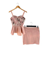 Set de blusa y falda satinado