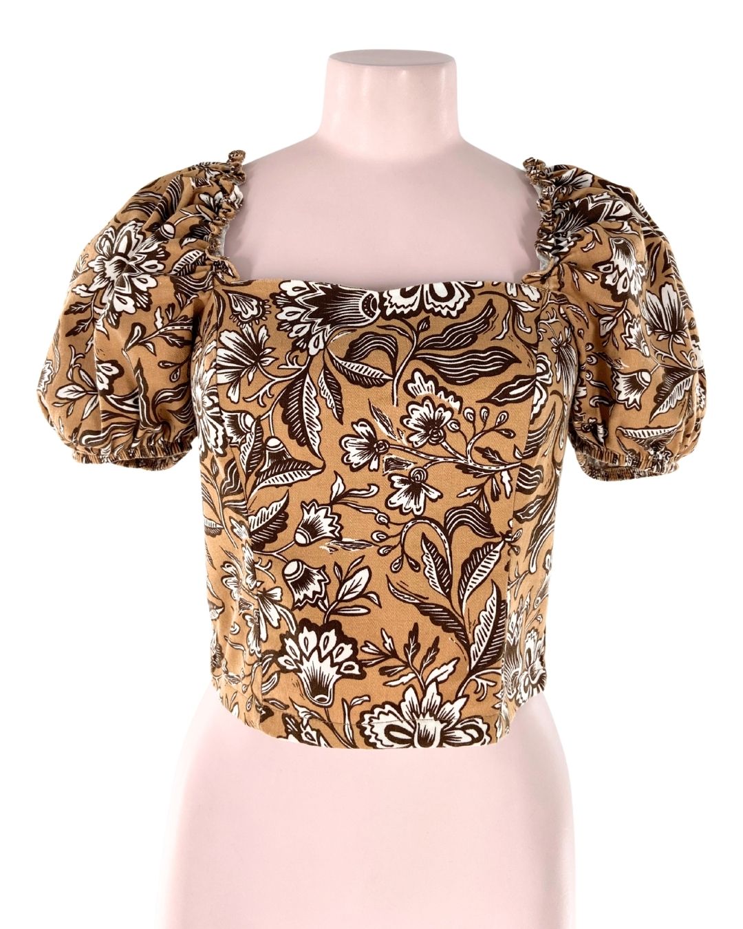 Blusa crop manga globo print