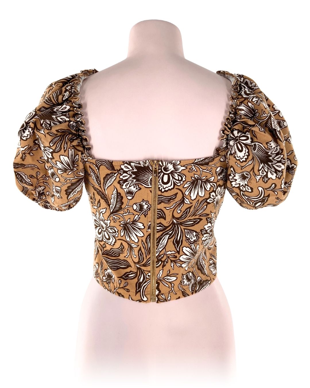 Blusa crop manga globo print