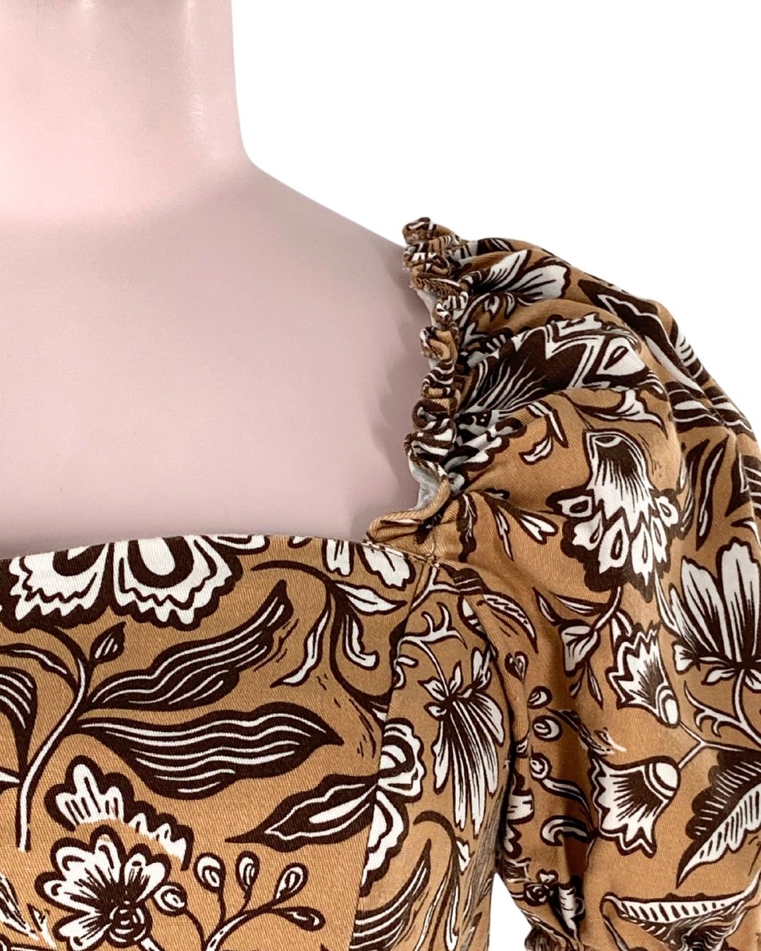 Blusa crop manga globo print