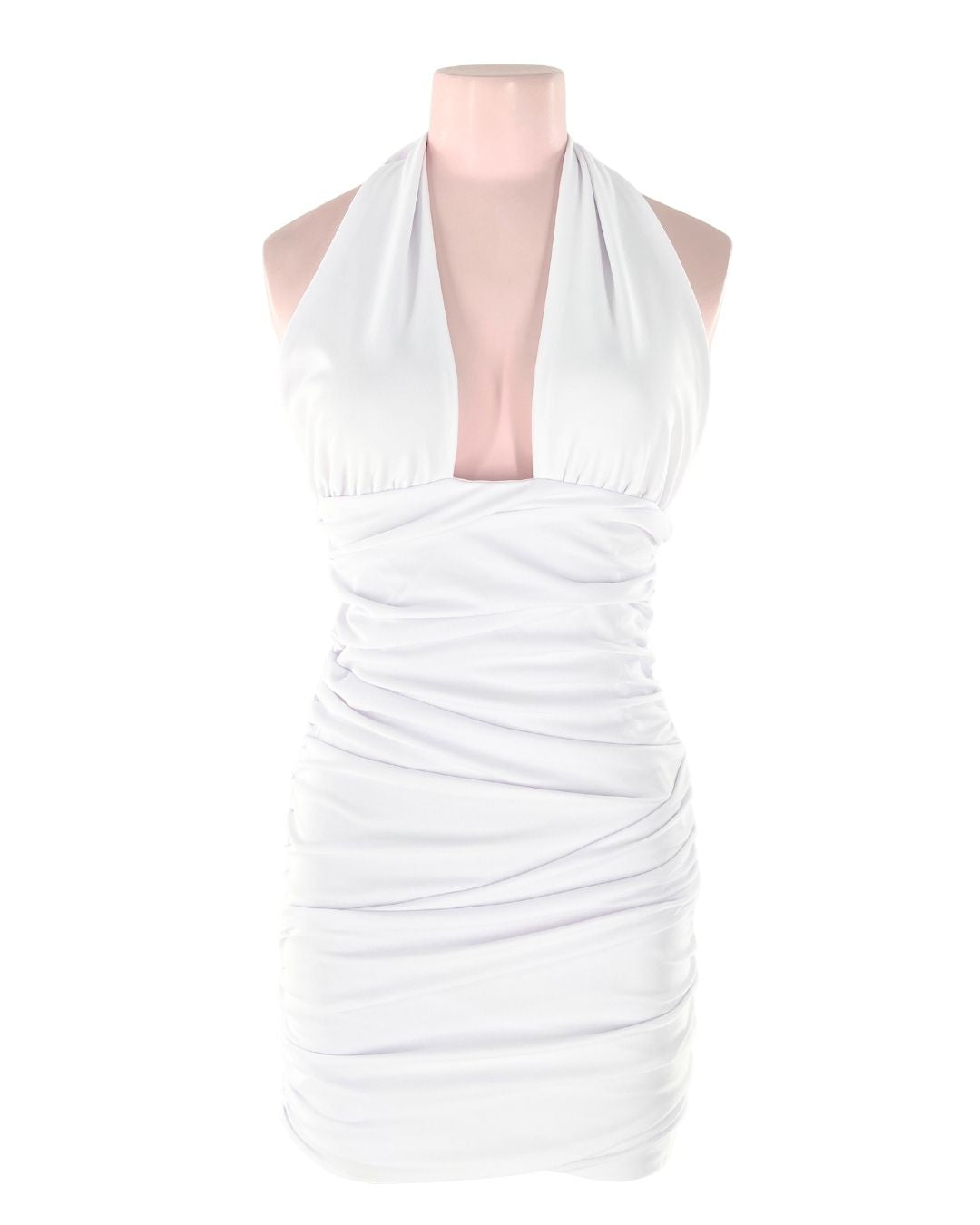 Vestido mini drapeado anudado