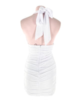 Vestido mini drapeado anudado