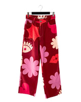 Jean rígido wide leg print