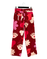 Jean rígido wide leg print