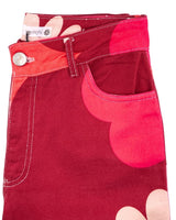 Jean rígido wide leg print