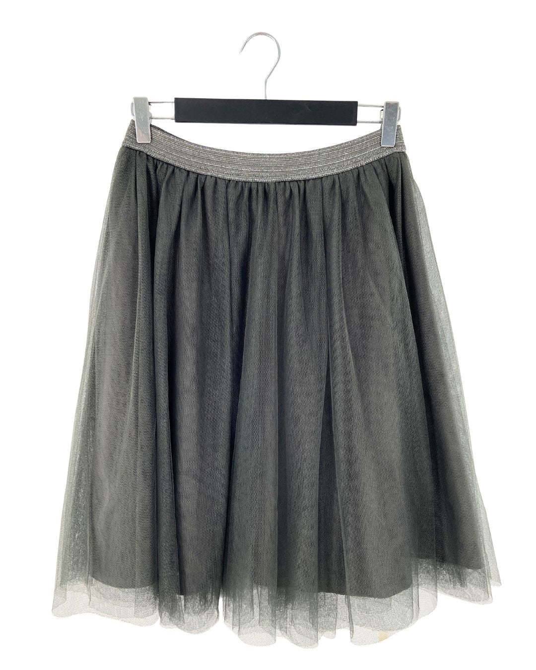 Falda midi de capas en mesh