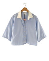 Camisa crop manga 3/4 oversize