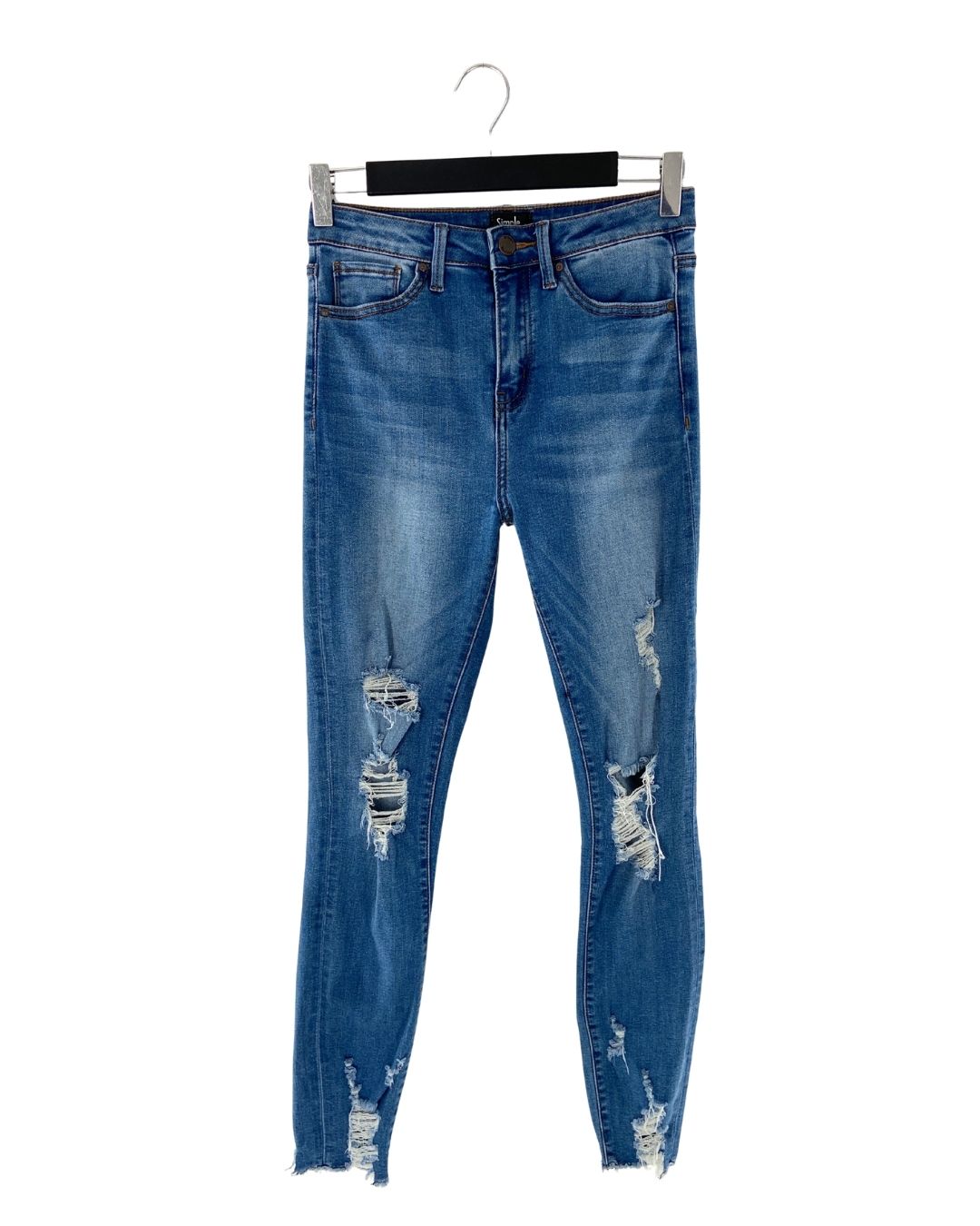 Skinny jean destroyed stretch