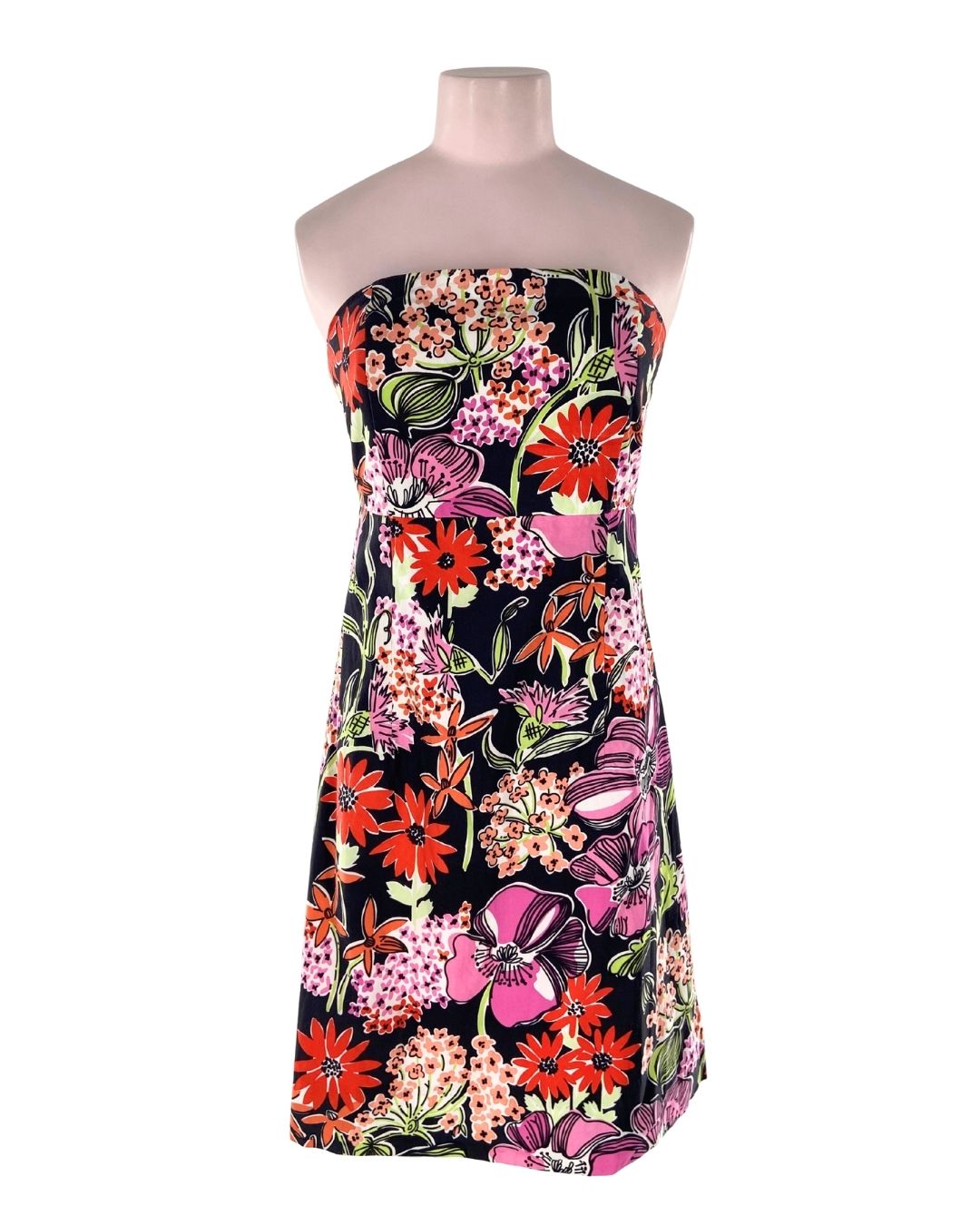 Vestido mini strapless print