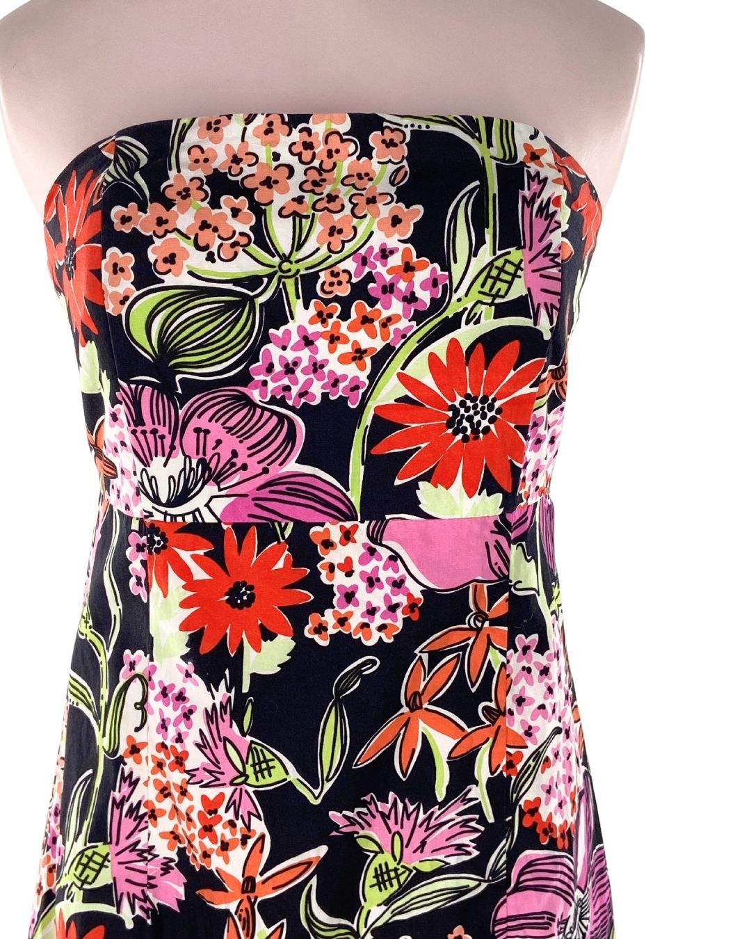 Vestido mini strapless print