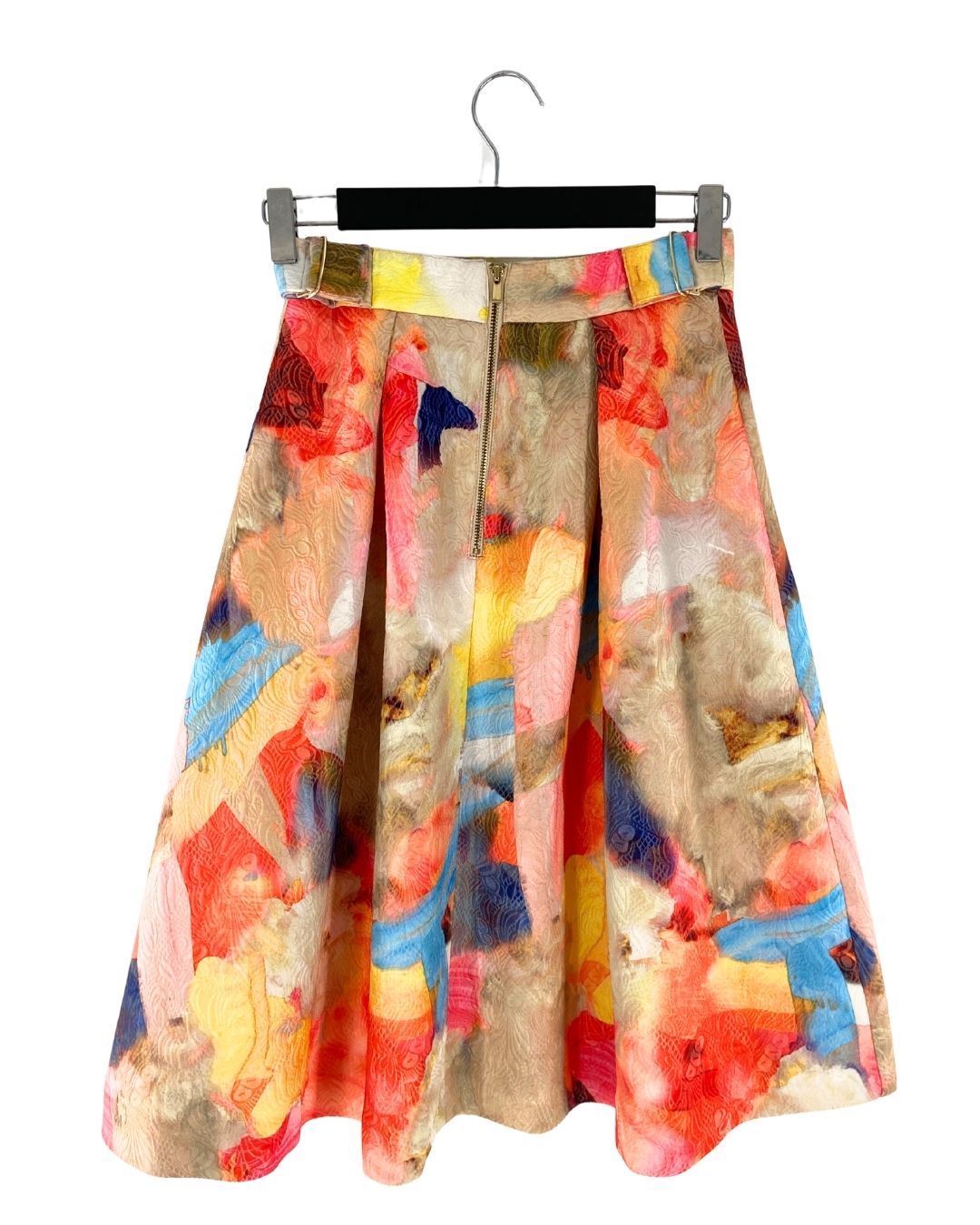 Falda midi en jacquard print