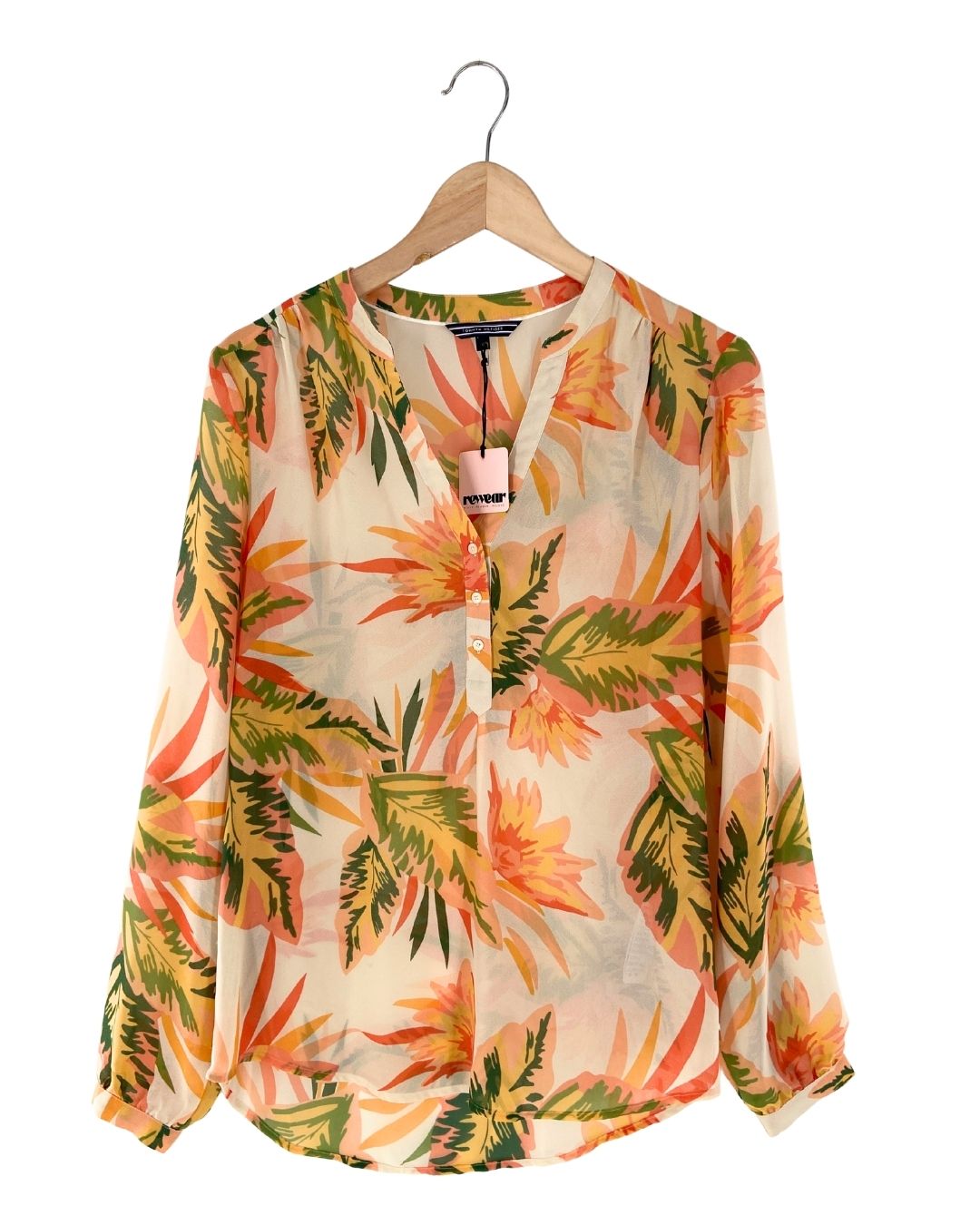 Blusa traslucida print hojas