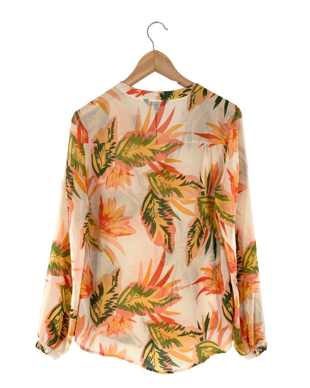 Blusa traslucida print hojas