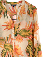 Blusa traslucida print hojas