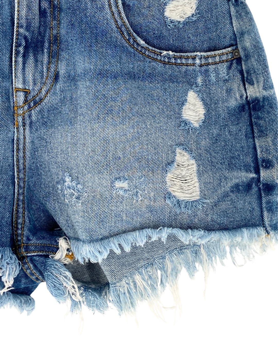 Short en denim destroyed