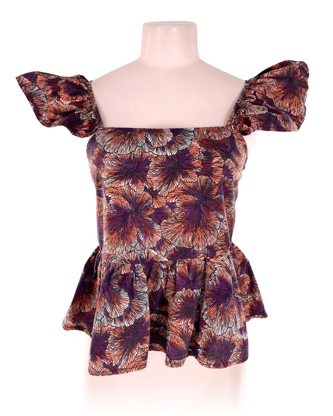 Blusa con vuelo en tiras print