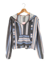 Saco tejido a rayas con capota