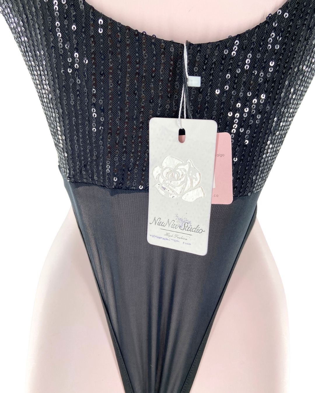 Body en lentejuelas tiro alto