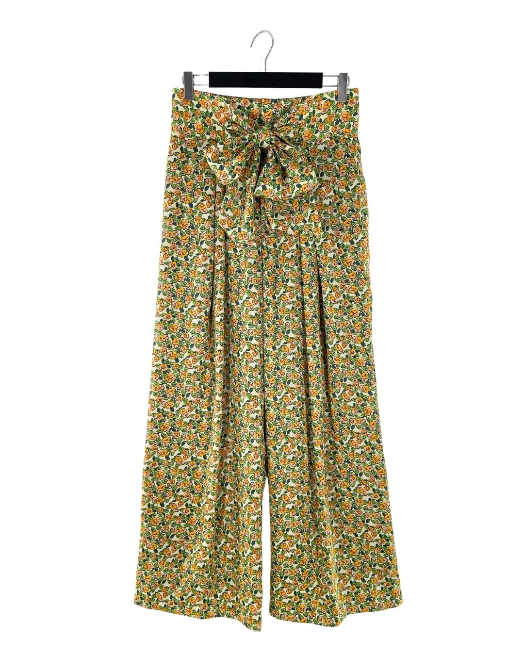 Pantalon palazzo anudado print