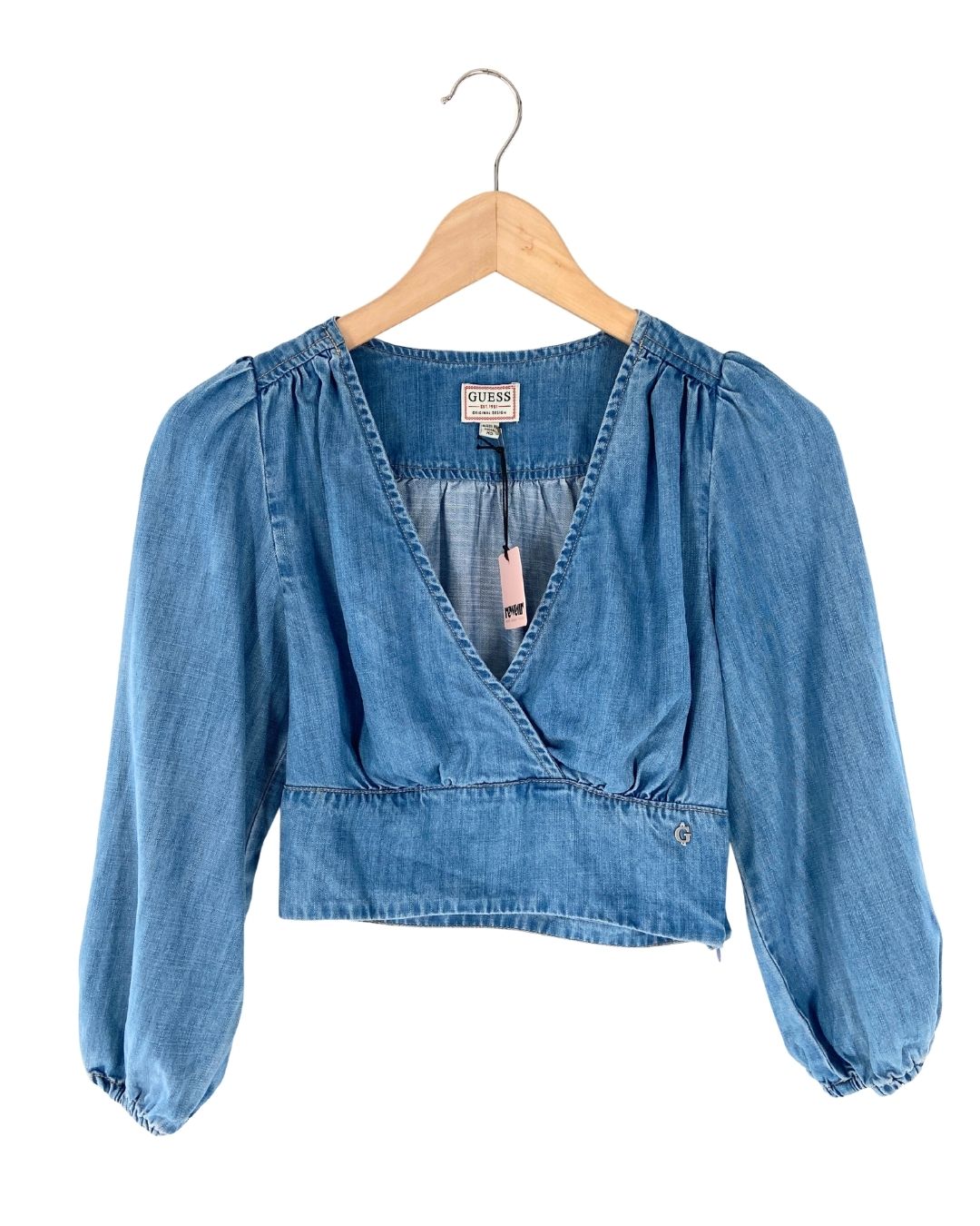 Blusa efecto denim crop