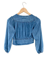 Blusa efecto denim crop