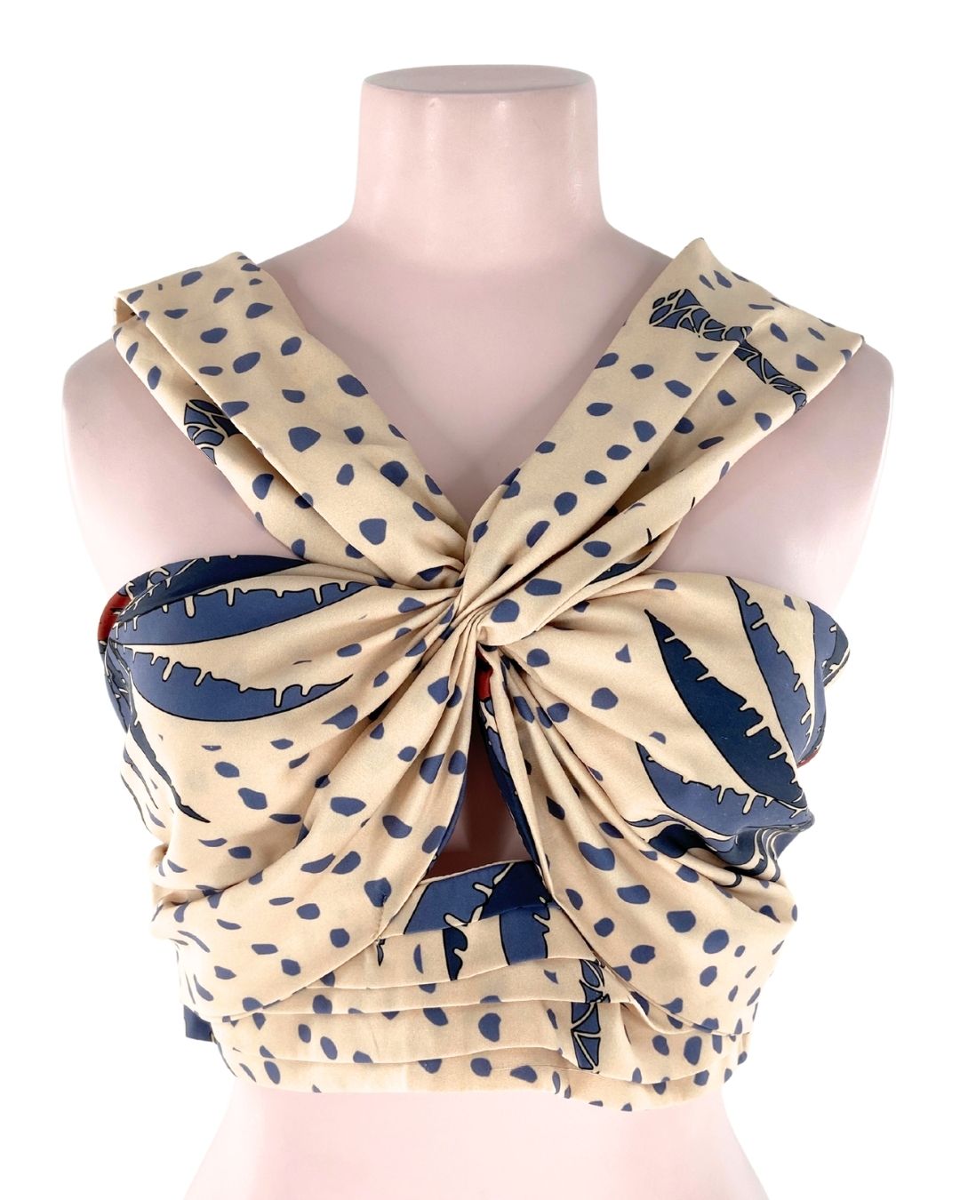 Blusa crop cruzada print