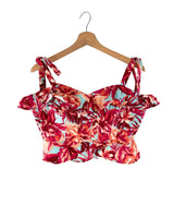 Crop top de tiras print flores