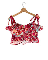 Crop top de tiras print flores