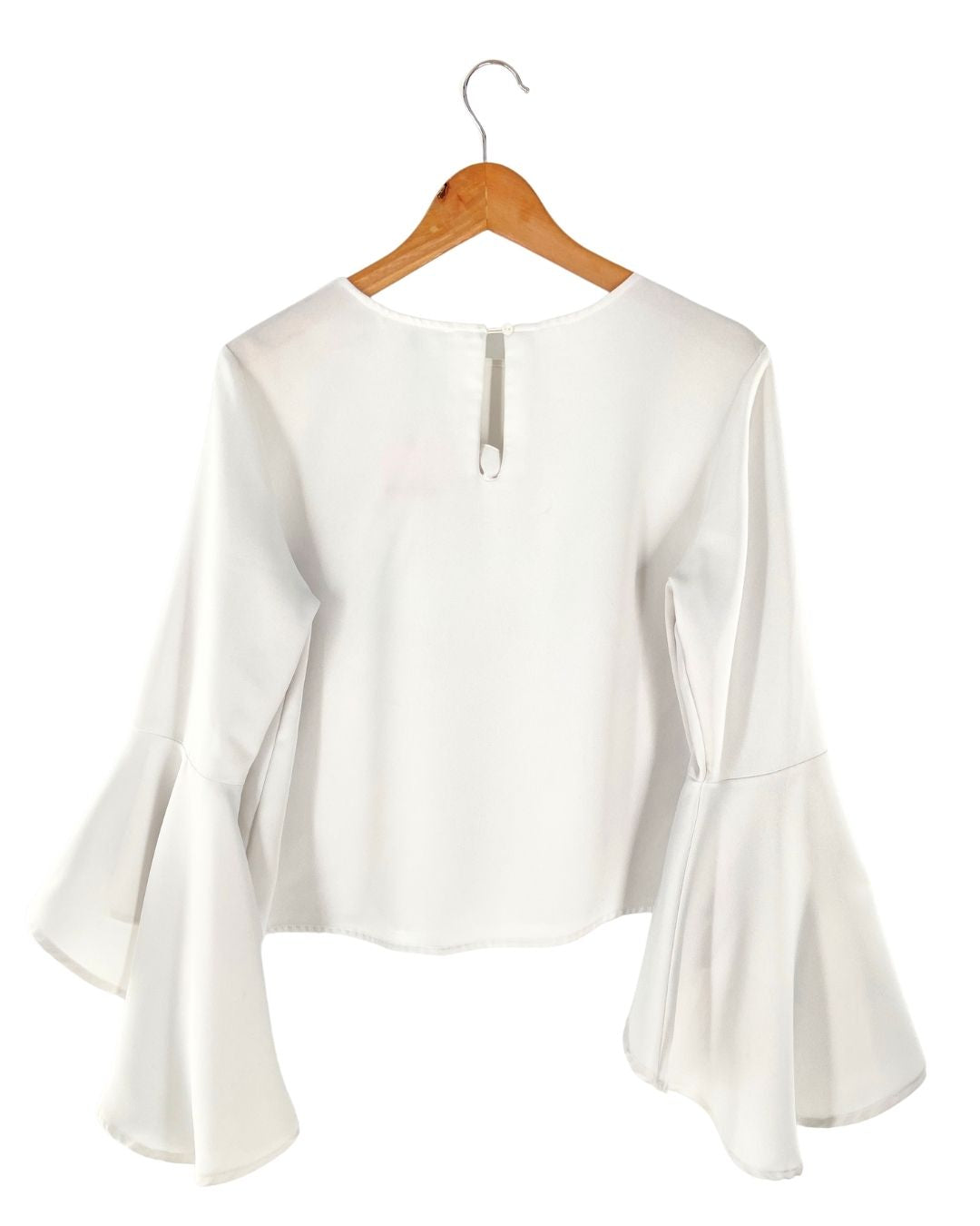 Blusa satinada manga campana