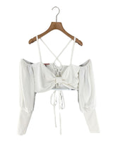 Blusa crop con textura lace up