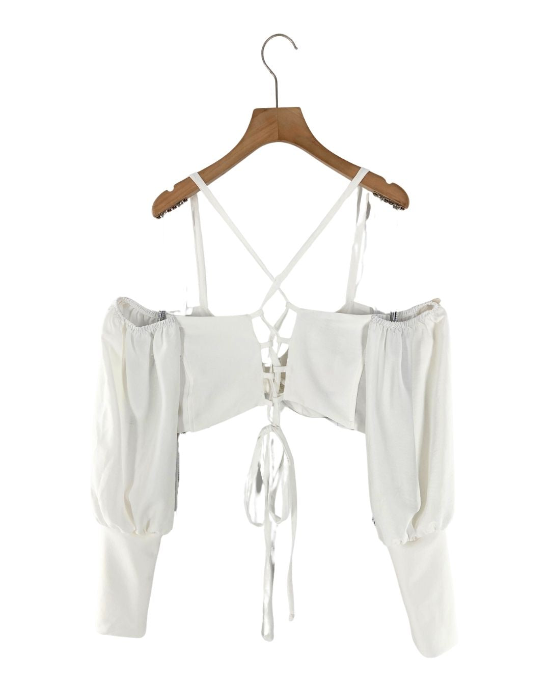 Blusa crop con textura lace up