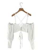 Blusa crop con textura lace up