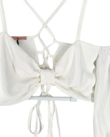 Blusa crop con textura lace up