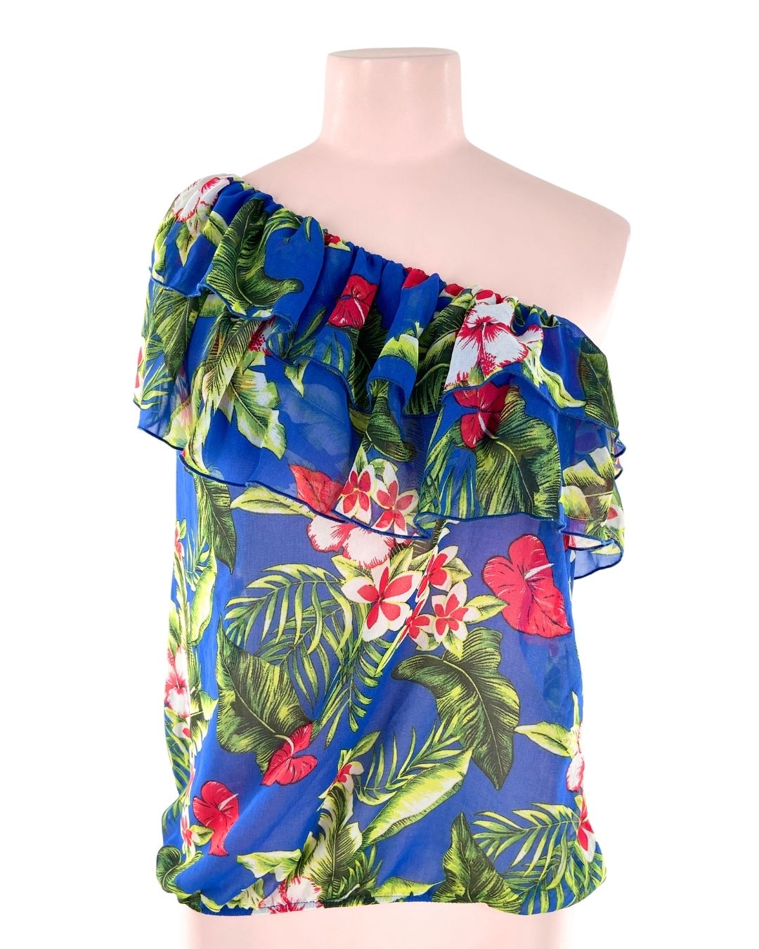 Blusa one shoulder traslucida